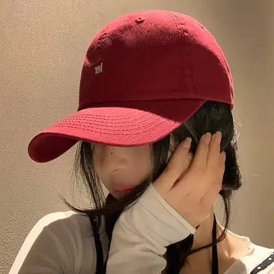 Red Korean-Style Baseball Cap for Women 2026