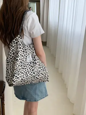 Retro Leopard Print Shoulder Bag Large Capacity Women's Travel Bag