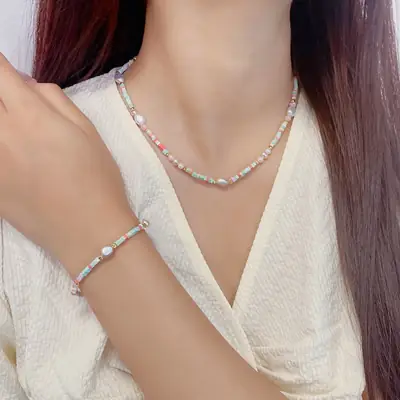 Cross-Border Colorful Pearl Clavicle Necklace