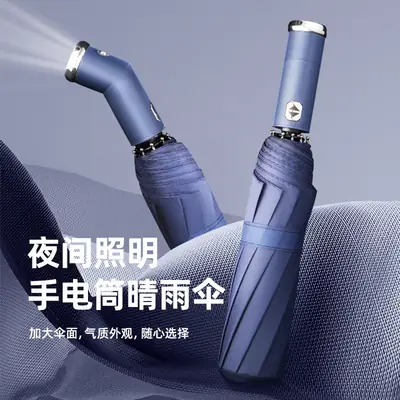 Adjustable Rotating LED Umbrella for Rain & Wind