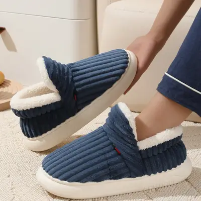 2024 in stock Foreign Trade Cross-border Labeling Cotton Shoes Winter fleece-lined Indoor Thick Bottom Non-slip Warm Cotton Slippers