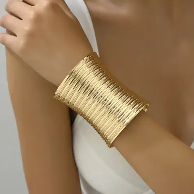 Cross-Border European and American Bridal Gold Bracelet Armband Metal Open Bracelet Wedding Jewelry Women's Hand Jewelry Geometric Bracelet