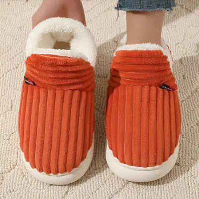 Cross-border one-button generation with cotton shoes women's winter indoor comfortable warm thick-soled non-slip cotton slippers Cixi wholesale