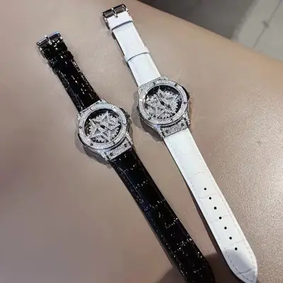 Women's Snowflake Quartz Watch White Strap Waterproof 25m