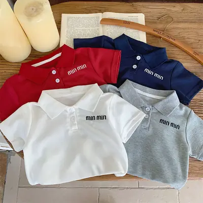Children's Boys Korean Style Polo T-Shirt 2025 Summer