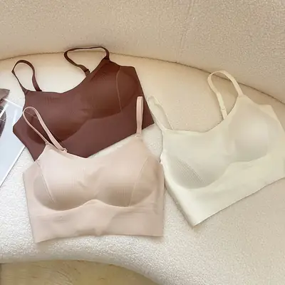 Beige Non-Steel Back Camisole Underwear Women's Small Chest