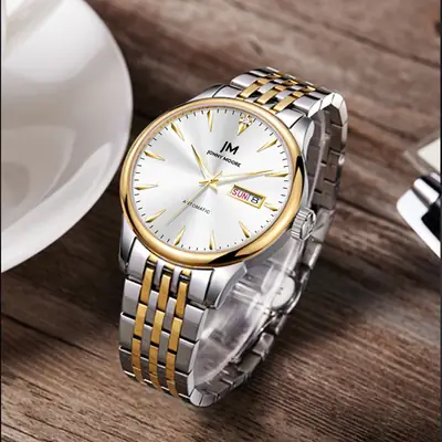 Men's Gold Plated Automatic Mechanical Watch with Luminous Dial