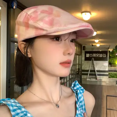 Korean Style Pink Love Heart Forward Hat Women Summer Sunshade Duck Tongue Hat