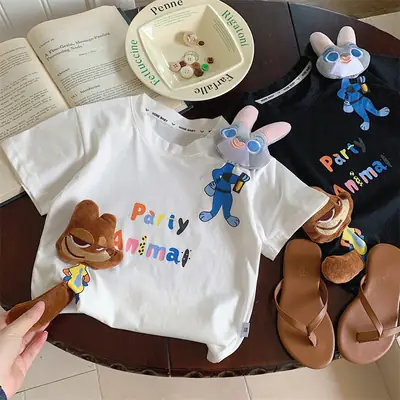 Boys 2024 Cotton T-Shirt Parity Cartoon Print