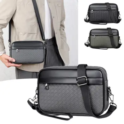2026 Men's Woven Crossbody Bag Green Korean Style