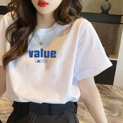 Pure Cotton Short-Sleeved T-Shirt Women's Large Size Summer New Women's Loose and Slim White T-Shirt Top Bottoming Shirt Ins Trbottom