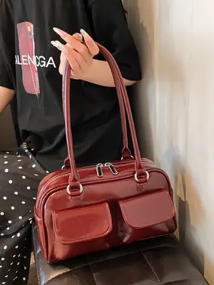 Green Leather Shoulder Bag for Women