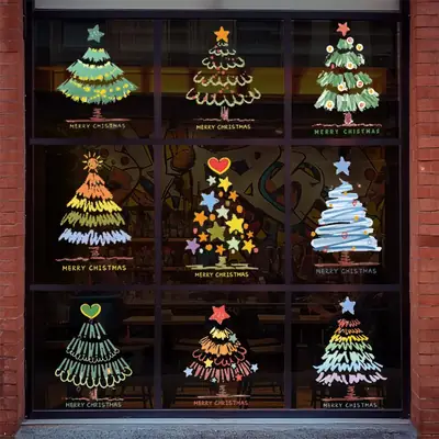 Christmas Deer & Santa Window Stickers 54pcs