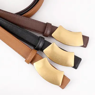 New Leather Belt Women's Snap Buckle Slimming Jeans Belt