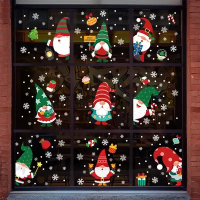 Cross Border Santa Christmas Snowflake Electrostatic Window Sticker