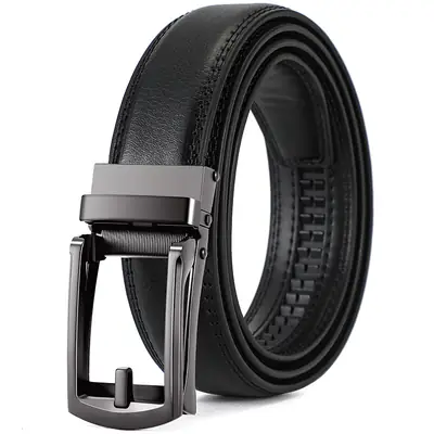 Men's Black Cowhide Belt with Gold Buckle