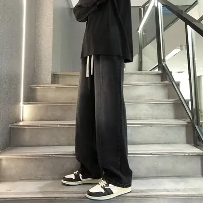 Men's Wide Leg Straight Cut Jeans 2024 Spring Autumn