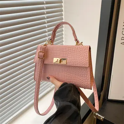 Trendy White Croc Texture Shoulder Bag for Women