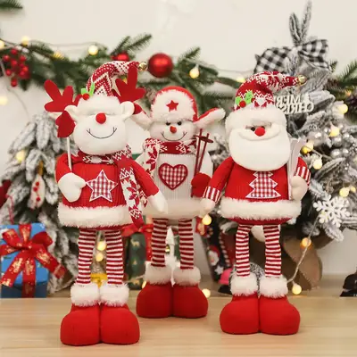Christmas Knitted Doll Red White Standing Posture
