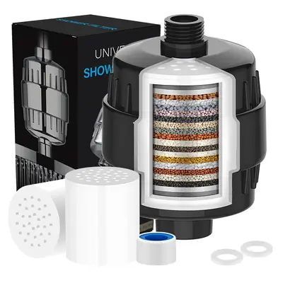 Foreign trade cross-border 15-storey 20-level front household bath filter suit dechlorination bath bath water purifier black shell