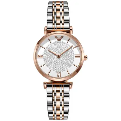 Women's Stainless Steel Quartz Watch with Crystal Dial