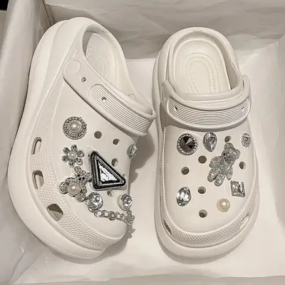 New eva Cave Shoes Puff Diamond Bear Women's Shoes Increased Non-slip Quick-drying Dad Shoes Thick Sole Sandals