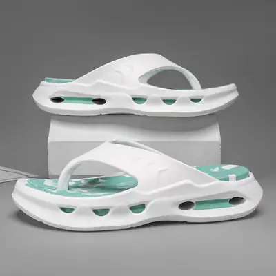 Men's White High-End Beach Sandals with Green Sole