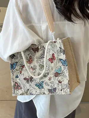 Women's Floral Canvas Shoulder Bag 2024 Instagram Style