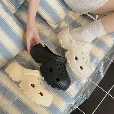 Women's Black Croc Heel Sandals Summer Wear