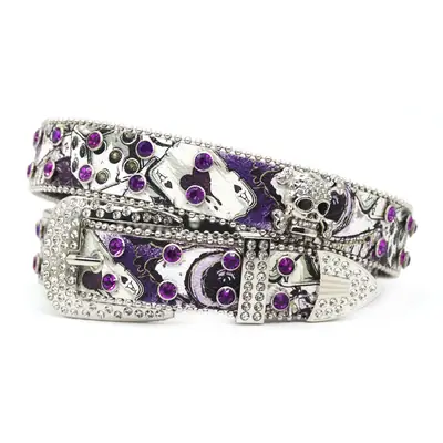 Punk Women's Rhinestone Belt with Purple Stones