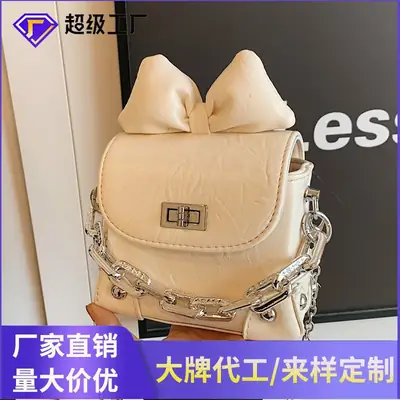 Silver French Bowknot Crossbody Bag for Women