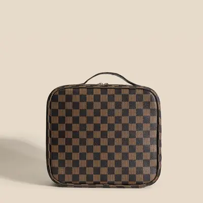 Women's Checkered Cosmetic Bag Large Capacity Handheld Crossbody