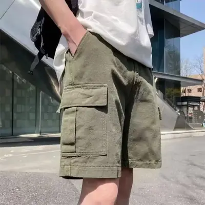 Men's Green Cotton Pocket Shorts All Summer