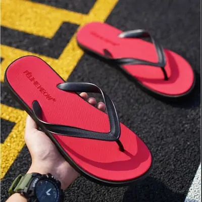 Cross-Border Men's Flip-Flops New Summer Style Solid Color Simple Versatile Fashionable Non-Slip Beach Home Sandals