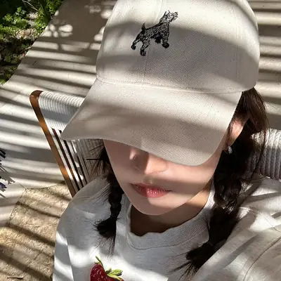 Cute Puppy Embroidered Navy Baseball Cap for Men Women