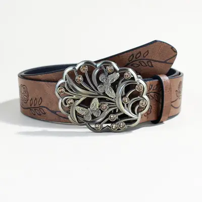 Vintage Silver Floral Belt for Women