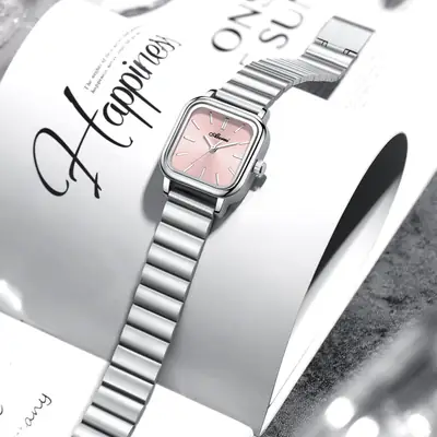 Asian Platinum Square Watch Women's Quartz Waterproof