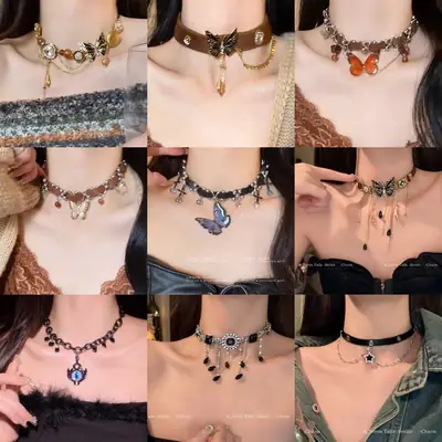 Velvet Butterfly Tassel Necklace Autumn Winter Spice Sweet Cool