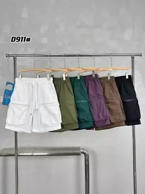 Men Purple Multi-Pocket Casual Shorts D911