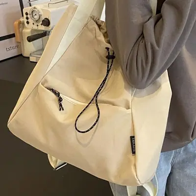 Women's Lightweight Korean Style Shoulder Bag Cream