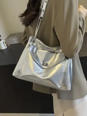 Silver Chain Messenger Bag for Women 2024