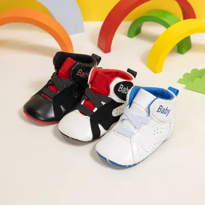 Foreign trade new baby shoes easy to wear and take off elastic casual sneaker contrast fashion men's baby shoes