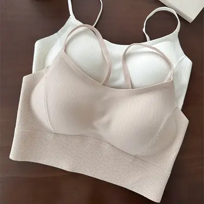White High-Elastic Seamless Sports Bra Large