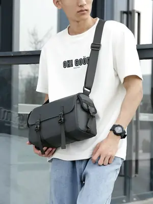 Men's Black Crossbody Shoulder Bag Korean Style