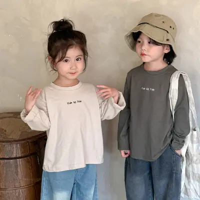 Girls Cotton Long Sleeve T-Shirt 2026 Autumn Loose Fit