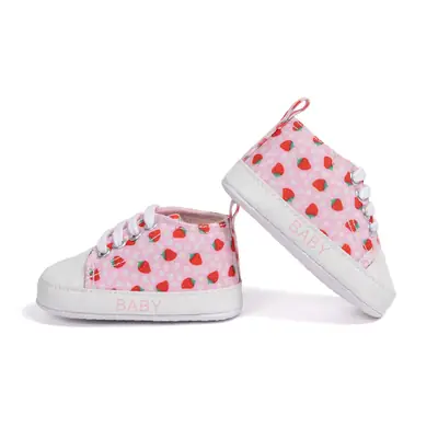 Cross-border New Baby Canvas Shoes Strawberry Pattern Cute Casual Toddler Shoes Lace-up Soft Cloth Sole Non-slip Baby Shoes