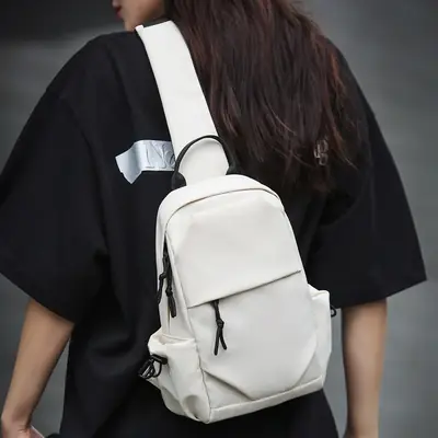 Men's White Chest Bag Shoulder Crossbody Style