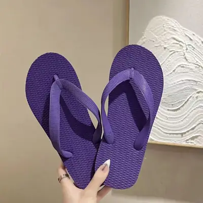Purple Rubber Flip Flops for Summer Casual Shoes