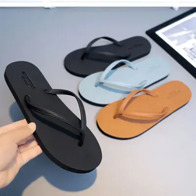 2024 Men Black Rubber Flip Flops Casual Sandals