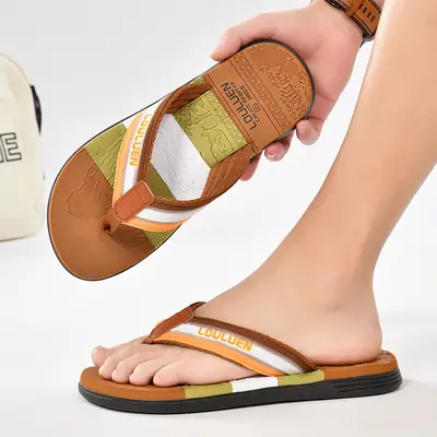 Men's Cross-Branded Leather Sandals Summer Non-Slip